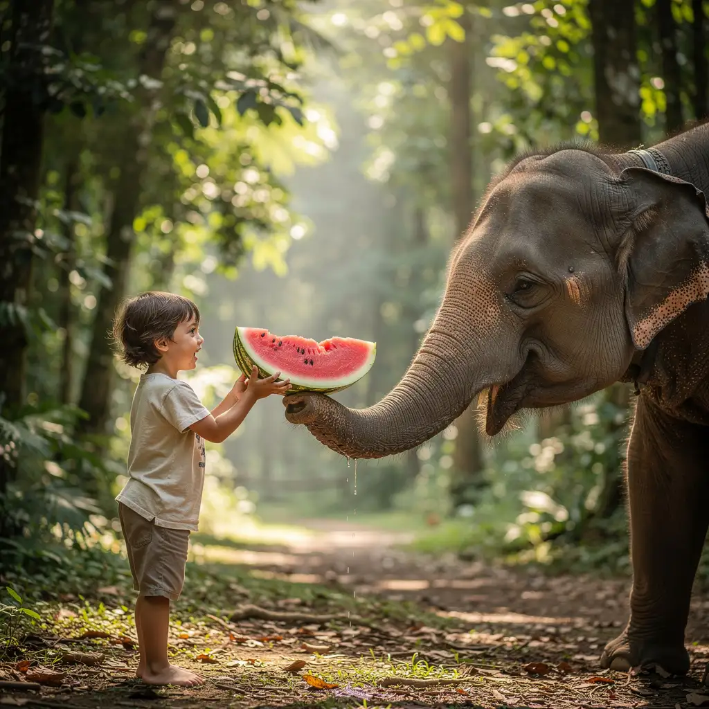 Famille dans un sanctuaire déléphants